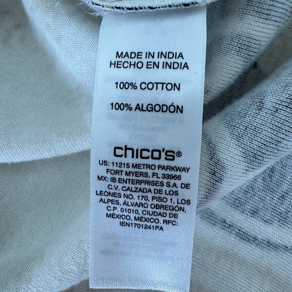 Chicos Scrolled Gold Scarf Tee Size XL 3 V-Neck Long Sleeve - Picture 6 of 12